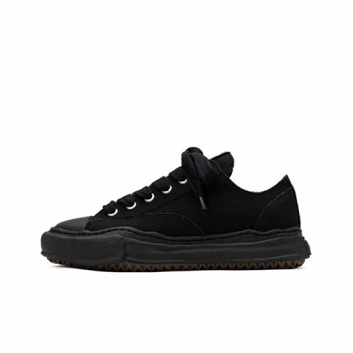 메종 미하라 야스히로 피터슨 OG 솔 캔버스 로우 스니커즈 블랙 블랙 A01FW702-BLKBLK